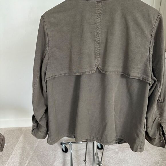 Caslon Fall Military Style Jacket Lightweight Olive Green Side Seam Pockets - Picture 7 of 11